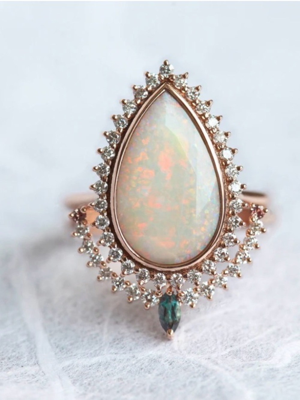 NEW 18K ROSE GOLD OPAL RING 2pc SET - Picture 2 of 5
